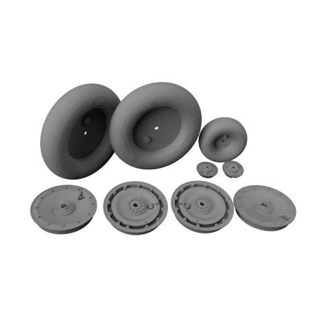 Luftwaffe – Zestaw kół do Focke-Wulf Fw 190 A-7/A-8/A-9, F-8, F-9, G-8, S-8 oraz Ta 152 – opona gładka – skala 1:33